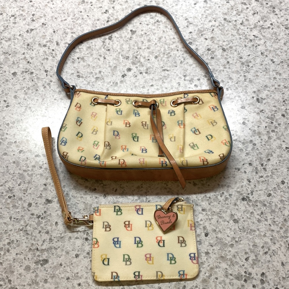Dooney & Burke multi-color logo shoulder bag and coin purse